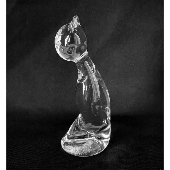 Vintage Pilgrim Glass Handmade Cat Figurine Clear Art Glass - Picture 2 of 12